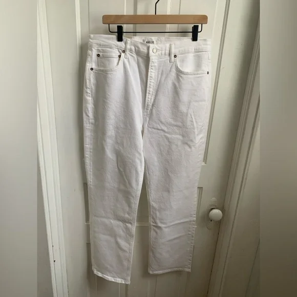 NWT Agolde High Rise Stovepipe Jeans White Size 32 - Picture 2 of 7